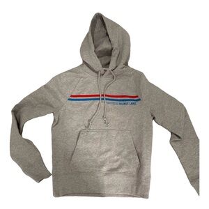 Helmut Lang Gray Hoodie with Vibrant Stripes
